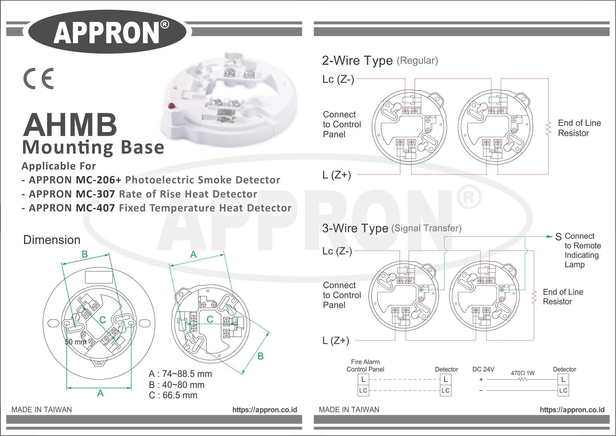 AHMB APPRON Fire Alarm Detector Mounting Base