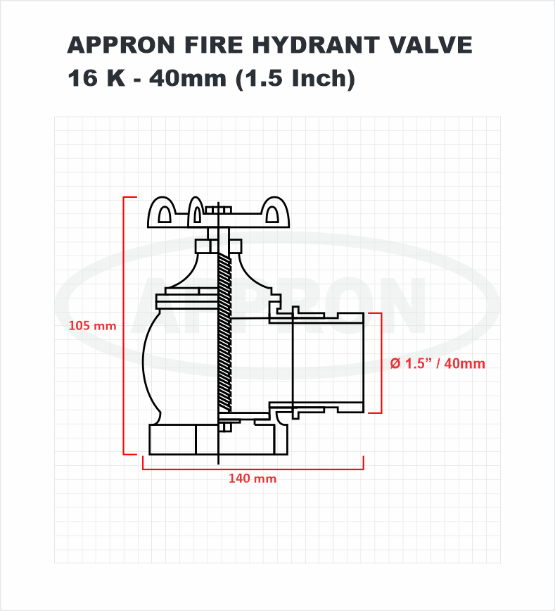 APPRON Fire Hydrant Valve 16K 40mm (1.5 inch) Drawing